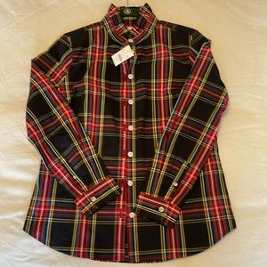 J Crew Tartan button up blouse.